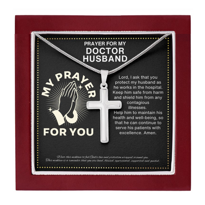 JGF Jewelry Gifts for Family Crucifix Cross Necklace Prayer For My Doctor Husband For Men