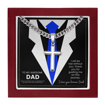 JGF Jewelry Gifts for Family Silver Necklace Cross Pendant For Dad
