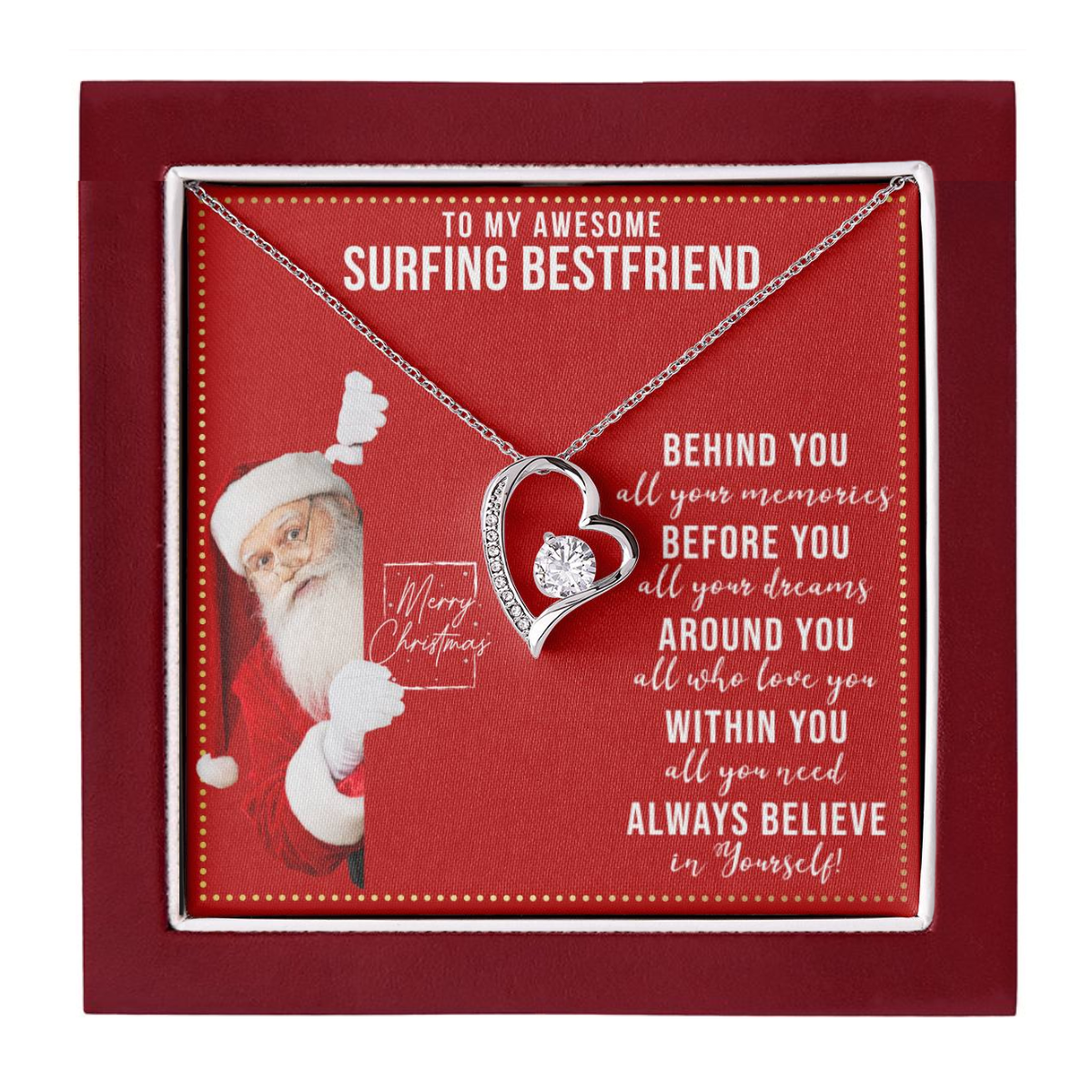 JGF Jewelry Gifts for Family To My BFF Heart Necklace Gift For Surfing Adult Female Friend