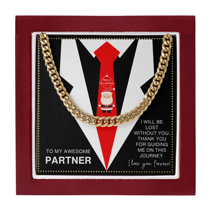 JGF Jewelry Gifts for Family Cuban Chain Necklace To My Awesome Partner on Christmas Day