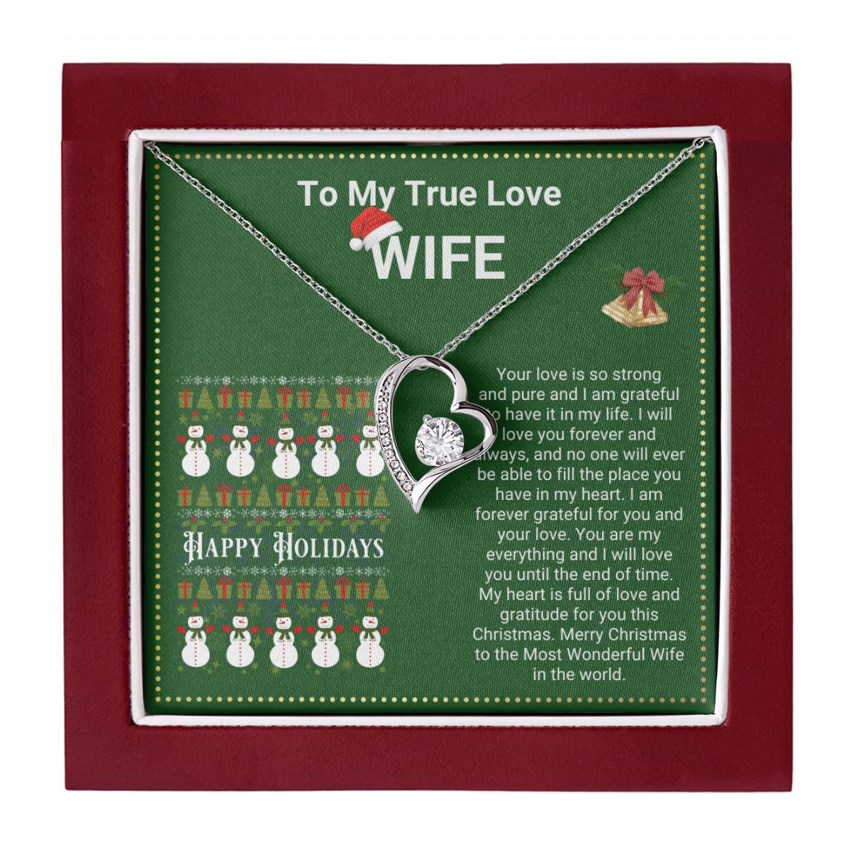 JGF Jewelry Gifts for Family Christmas Message Card For Wife Women's Silver Plated Infinity Love Heart Pendant Necklace