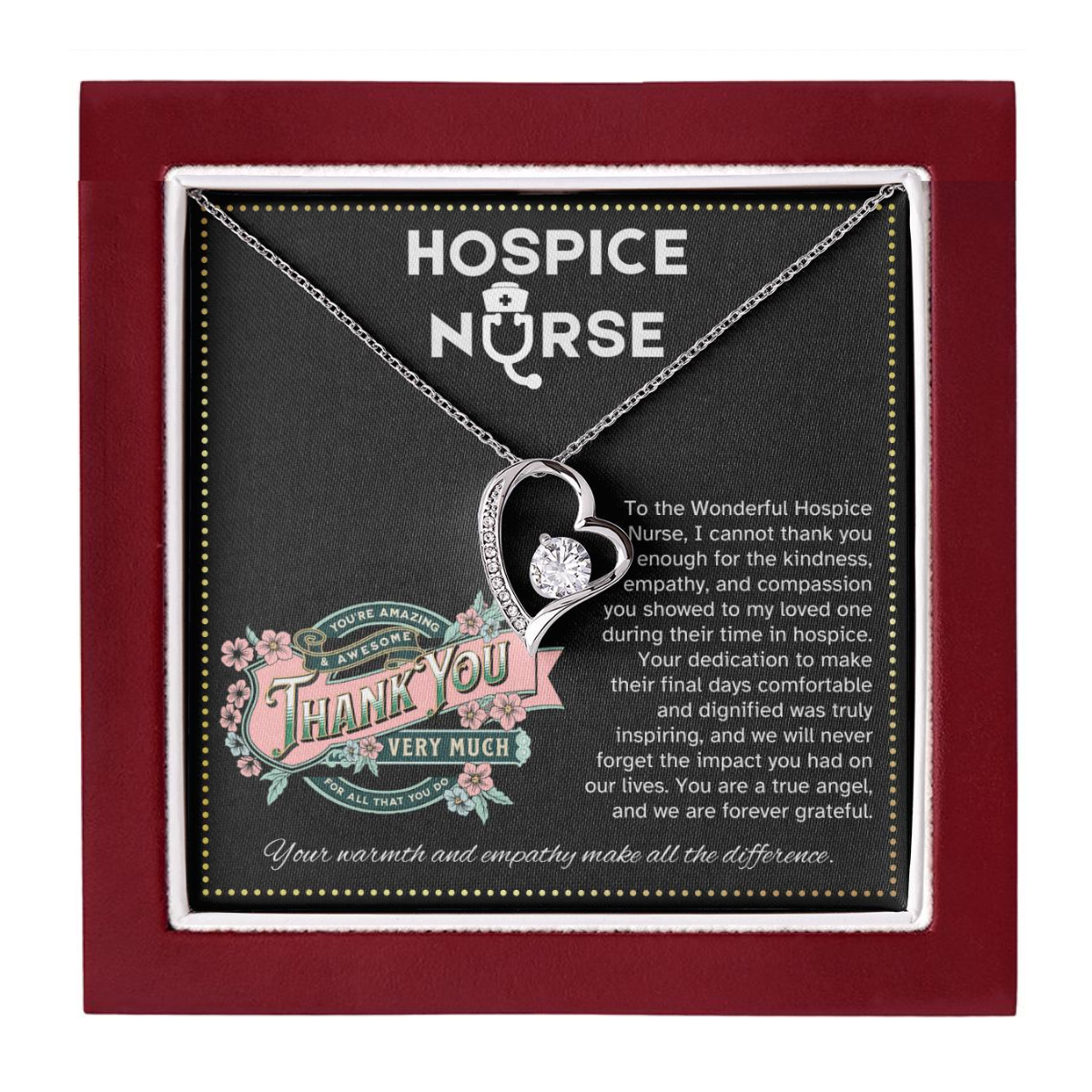 JGF Jewelry Gifts for Family Registered Nurse RN Hospice Nurse Thank You Necklace Gifts