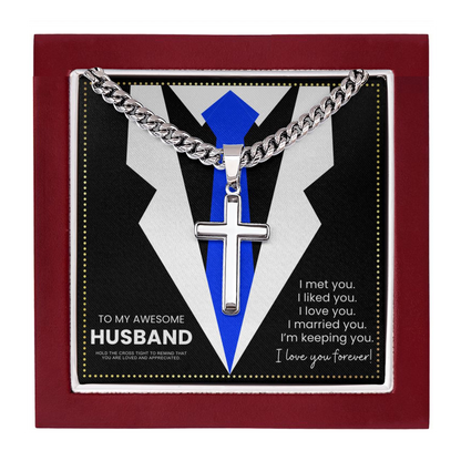JGF Jewelry Gifts for Family Husband Birthday Card From Wife Romantic Silver Necklace For Men