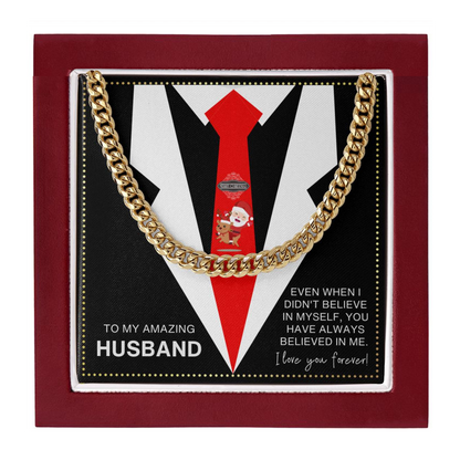 JGF Jewelry Gifts for Family Amazing Husband Christmas Card Cuban Chain Necklace