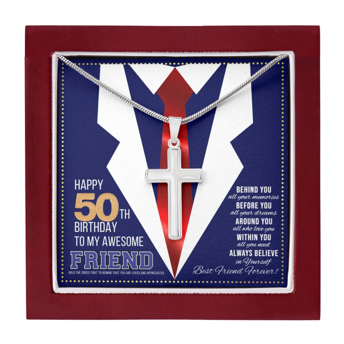 JGF Jewelry Gifts for Family birthday Present For An Over 50 Year Old Guy Friend Happy 50th Birthday Card Man