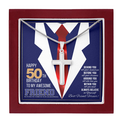 JGF Jewelry Gifts for Family birthday Present For An Over 50 Year Old Guy Friend Happy 50th Birthday Card Man