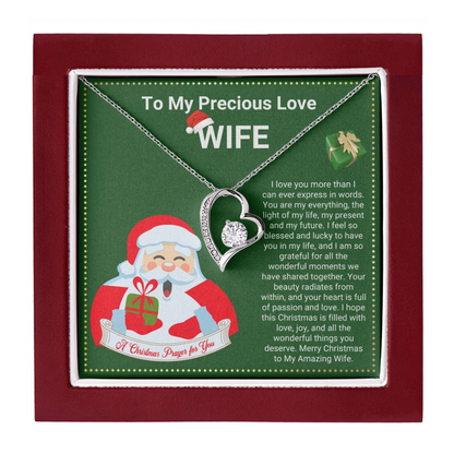 JGF Jewelry Gifts for Family Christmas Message Card For Wife Heart Shaped Necklaces For Women Sterling Silver