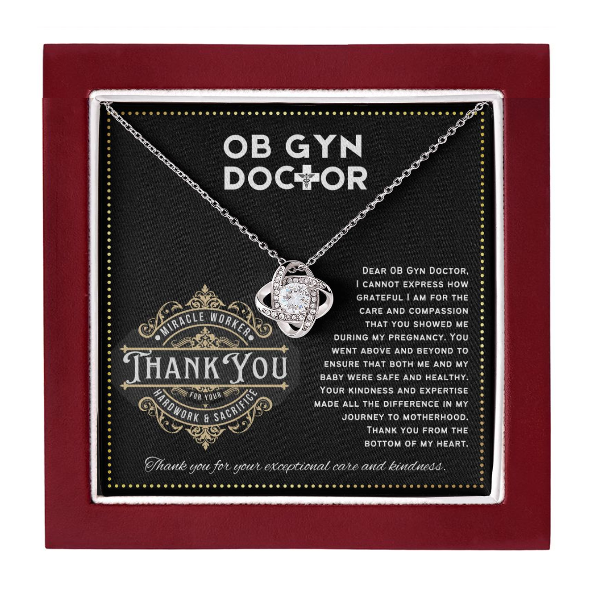 JGF Jewelry Gifts for Family |  Thank You Card For Obgyn OB/GYN Doctor Necklace For Women