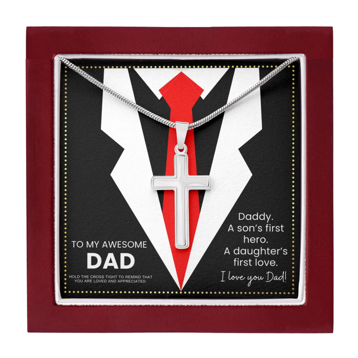 JGF Jewelry Gifts for Family Men Over 50 Who Have Everything 50th Birthday For Dad Turning 50 Year Old From Daughter and Son Cross Necklace Silver