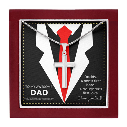 JGF Jewelry Gifts for Family Men Over 50 Who Have Everything 50th Birthday For Dad Turning 50 Year Old From Daughter and Son Cross Necklace Silver