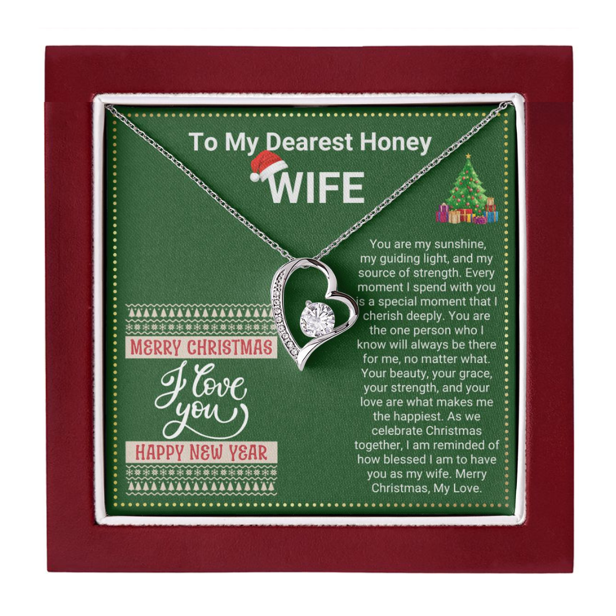 JGF Jewelry Gifts for Family Christmas Message Card For Wife Simple Heart Necklaces For Women