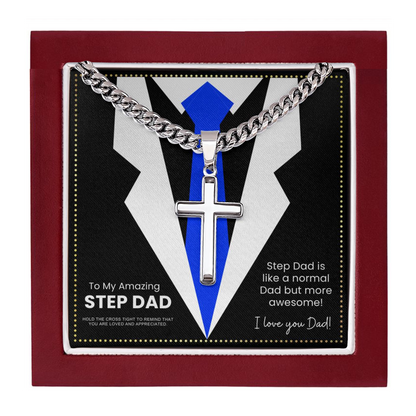 JGF Jewelry Gifts for Family Sterling Silver Necklace With Pendant Men Step Bonus Dad Presents
