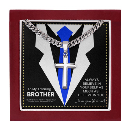 JGF Jewelry Gifts for Family Cross Necklace For Men Stainless Steel for Brother's Birthday