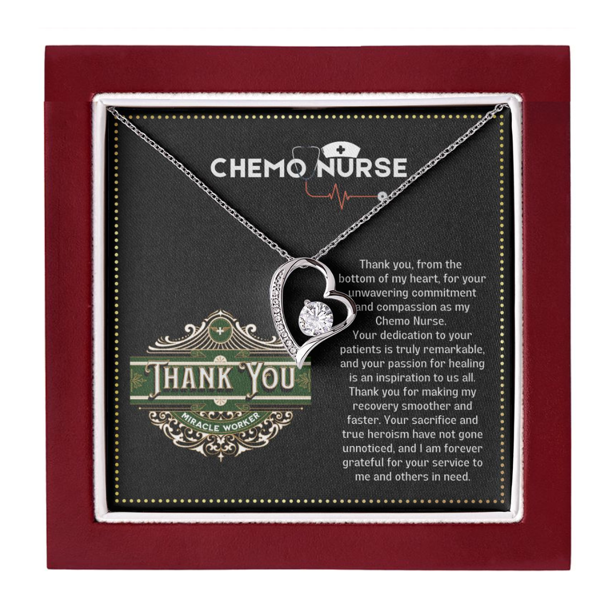 JGF Jewelry Gifts for Family Thank You Necklace Gifts For Chemo RN Nurse