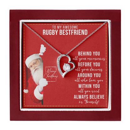 JGF Jewelry Gifts for Family To My BFF Bestie Heart Necklace Gift For Rugby Adult Female Friend