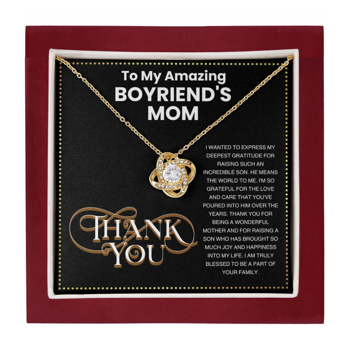 JGF Jewelry Gifts for Family To My Boyfriends Mom Gifts