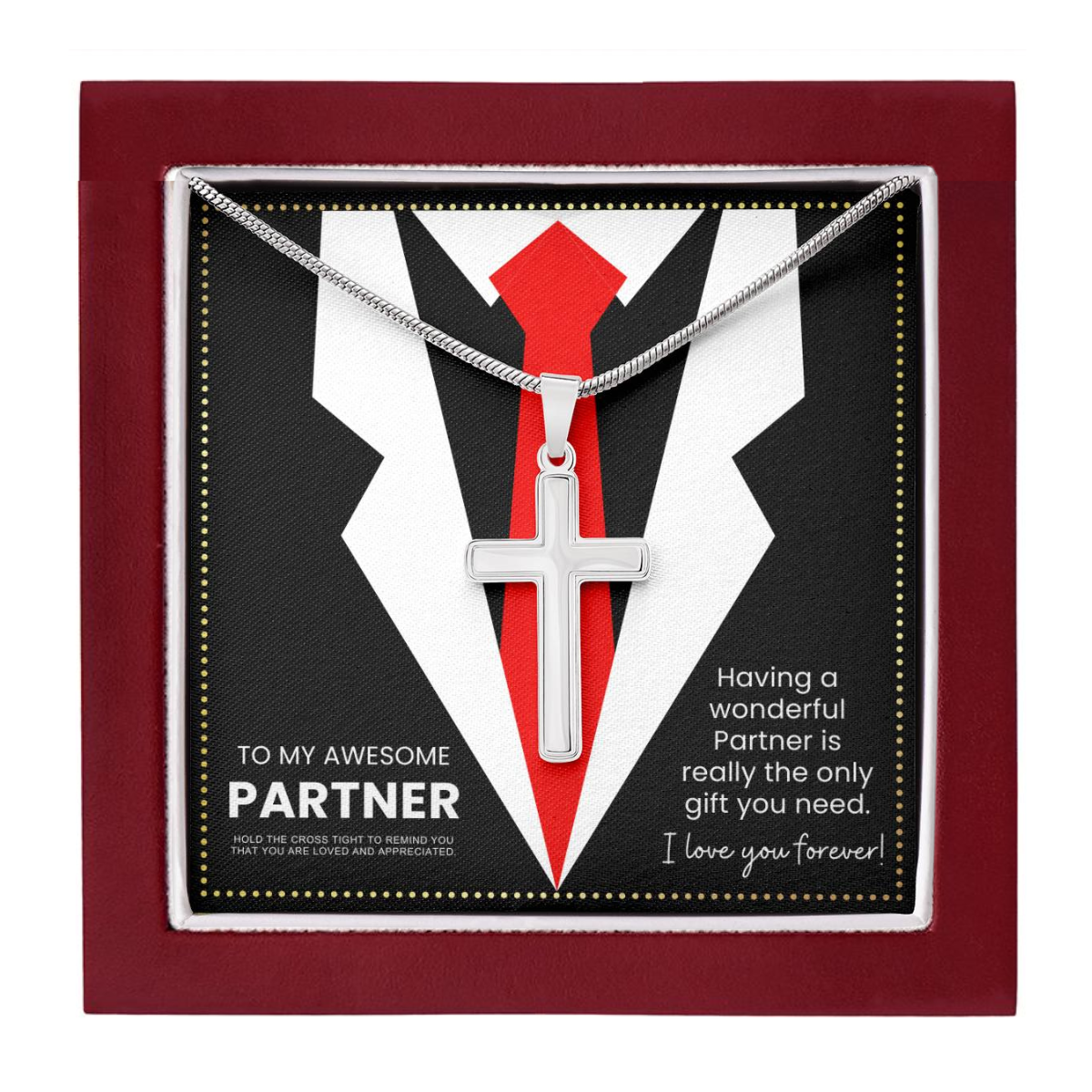 JGF Jewelry Gifts for Family I Love My Awesome Partner Cross Necklace