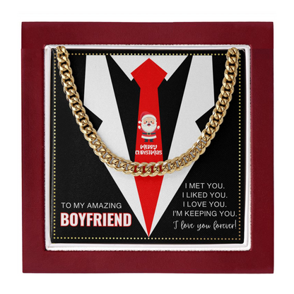 JGF Jewelry Gifts for Family Cuban Chain Necklace To My Amazing Boyfriend on Christmas Day