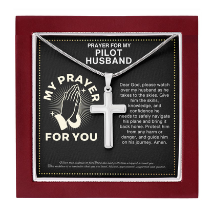 JGF Jewelry Gifts for Family Mens Sterling Silver Crucifix Cross Pendant Necklace For My Pilot Husband