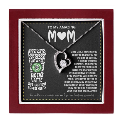 JGF Jewelry Gifts for Family I Love You Mom Heart Necklace for Coffee Lovers