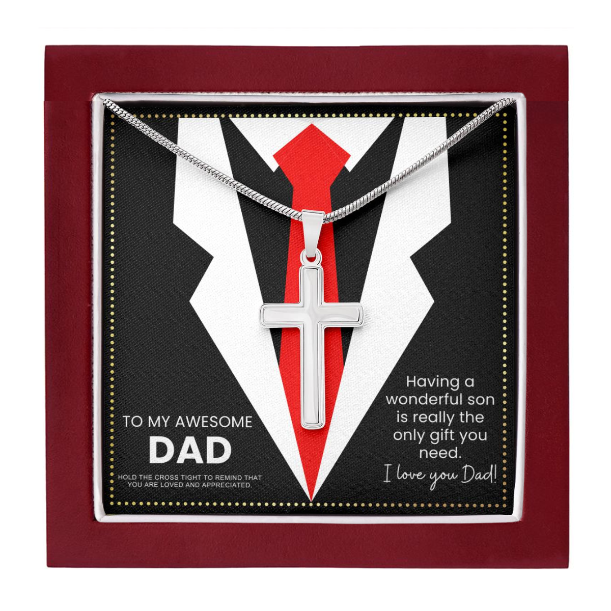 JGF Jewelry Gifts for Family Men In Their 40s Dad Cross Necklace Silver Gifts From Son Long Distance