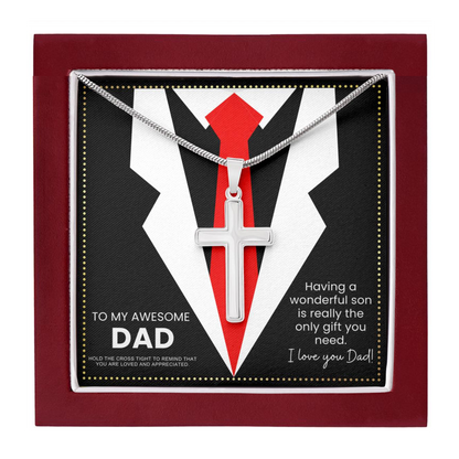 JGF Jewelry Gifts for Family Men In Their 40s Dad Cross Necklace Silver Gifts From Son Long Distance