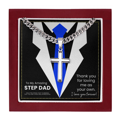 JGF Jewelry Gifts for Family To My Step Dad Cross Necklace From Step Son