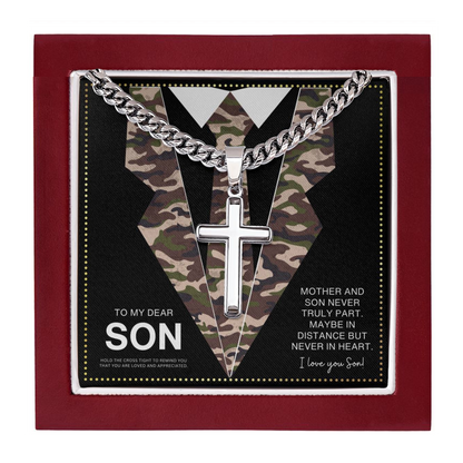 JGF Jewelry Gifts for Family Christian Necklace For Military Men Sterling Silver Cross Necklace