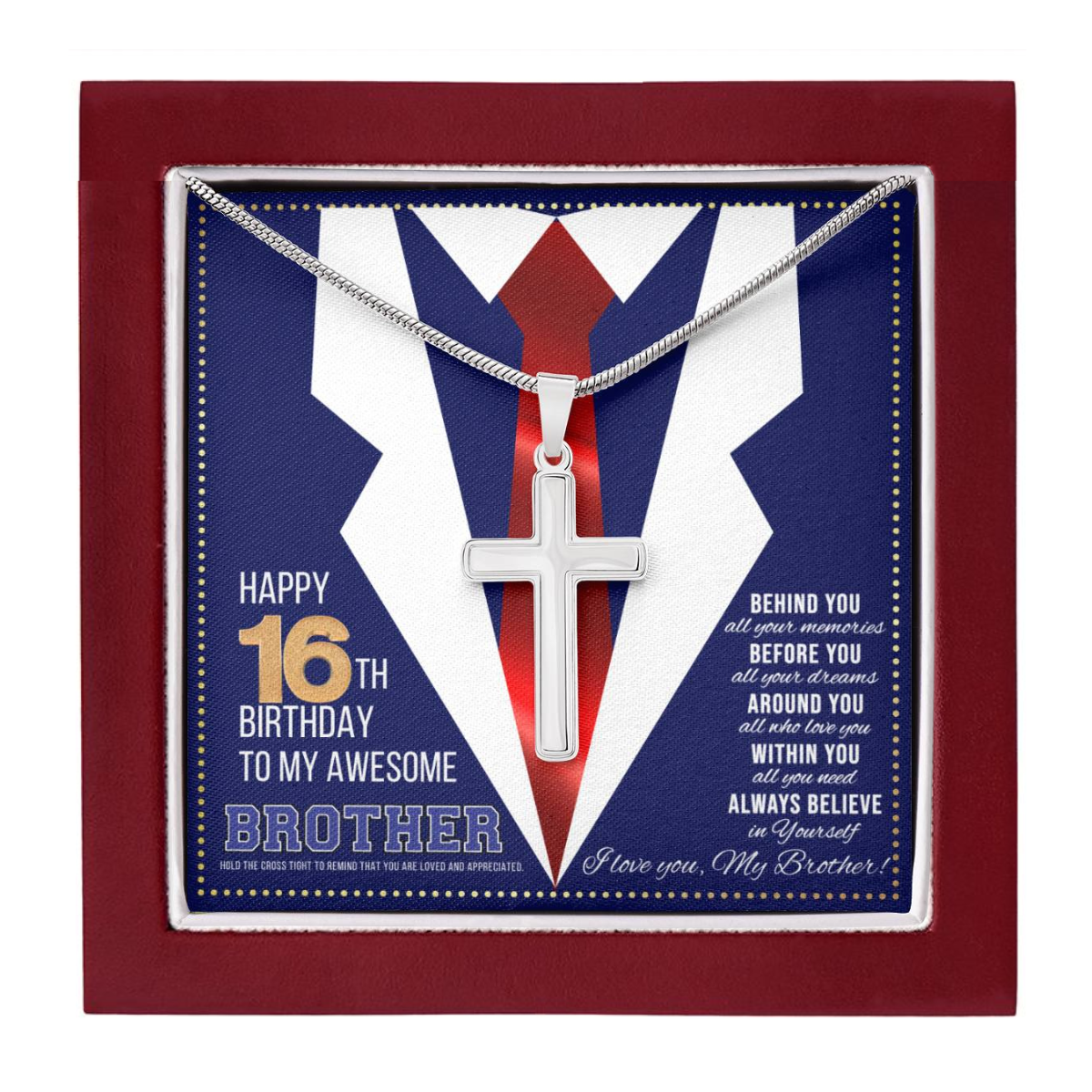 JGF Jewelry Gifts for Family Happy 16th Birthday Card Gifts For Brother From Sister Present for 16 Year Old Brother