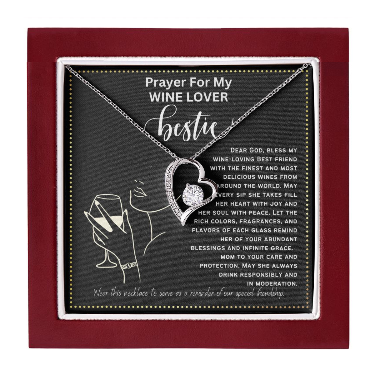JGF Jewelry Gifts for Family I love Wine Necklace For My Wine Lover BFF Bestie Friend