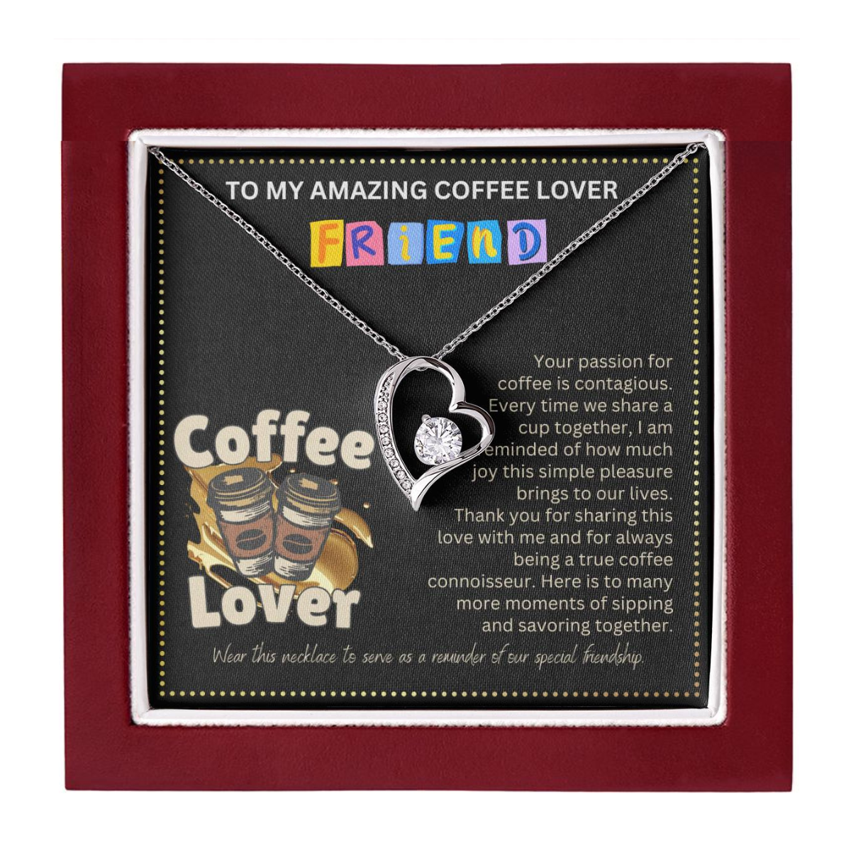 JGF Jewelry Gifts for Family Coffee Lover Friend Who Has Everything Friendship Heart Necklace