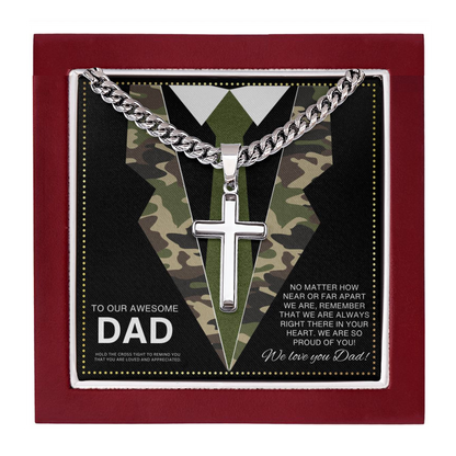 JGF Jewelry Gifts for Family Army Necklace For Men Cross Necklace American Flag for Dad