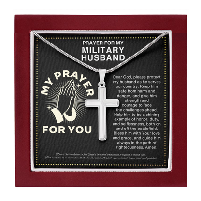 JGF Jewelry Gifts for Family Military Cross Necklace For Men For Husband From Wife