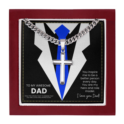 JGF Jewelry Gifts for Family My Dad Is Awesome Cross Necklace For Him