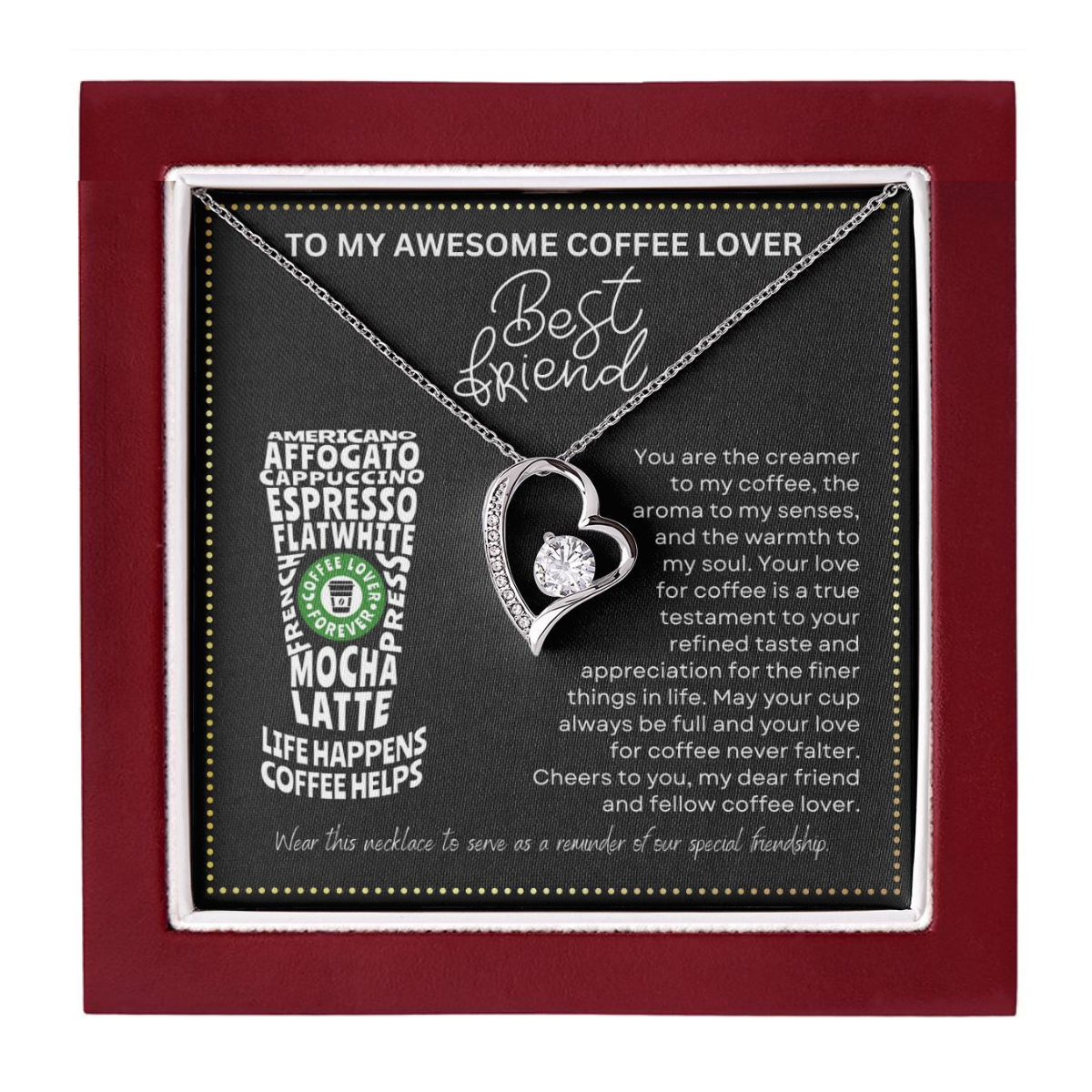 JGF Jewelry Gifts for Family Coffee Lover Best Friend Single Heart Necklace