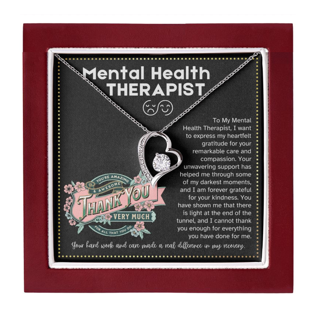 JGF Jewelry Gifts for Family Thank You Gifts For Therapists Mental Health Heart Necklace